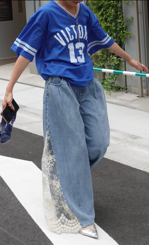 レースドッキングルーズデニム